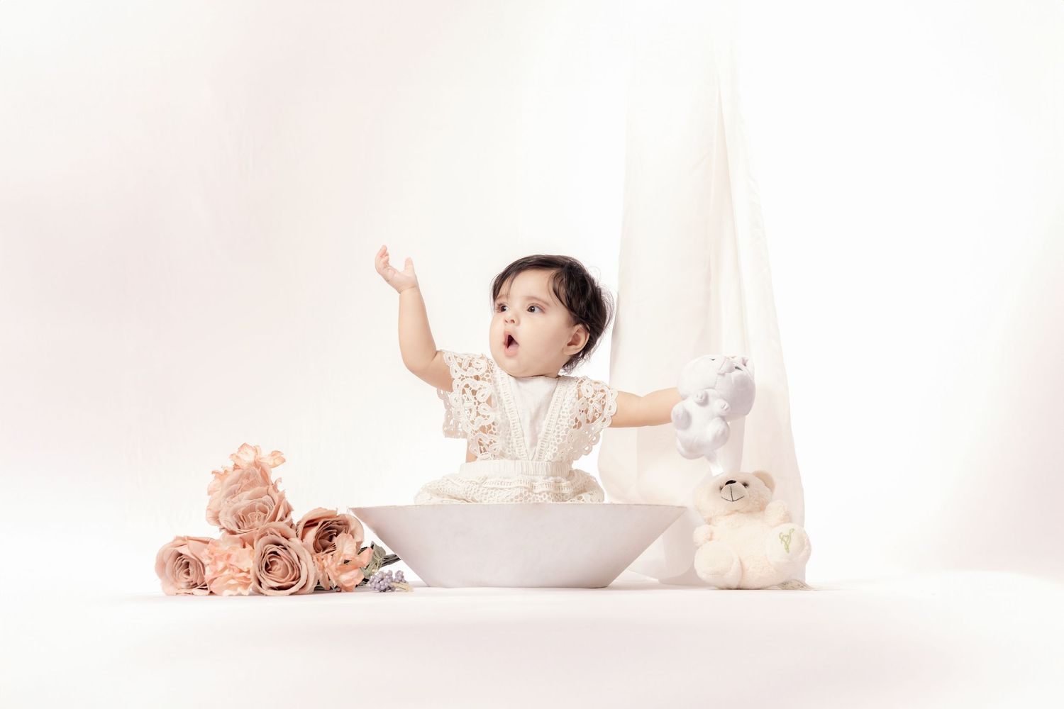 Pre birthday photoshoot with teddy bear picnic setup – Impresio Studio