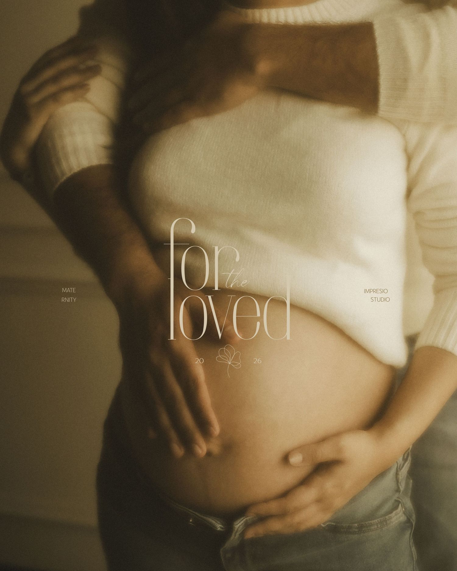 A series of soft, dreamy maternity photos showing a pregnant belly in different artistic angles against a light background.