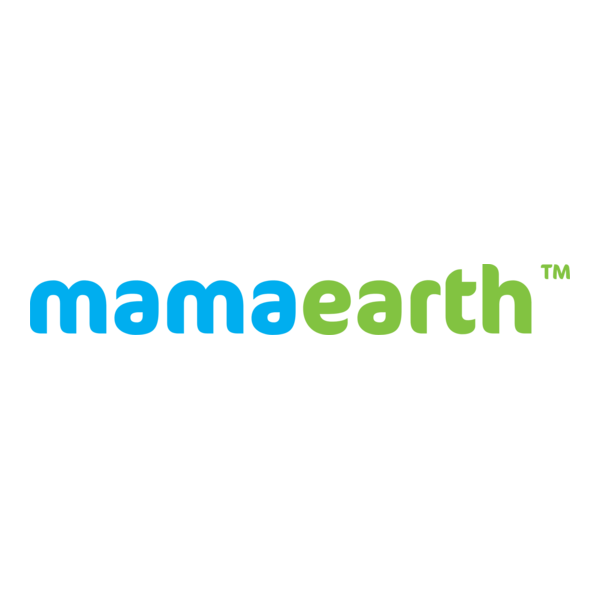 Mamaearth logo featuring blue and green text with a modern minimalist design against a white background.