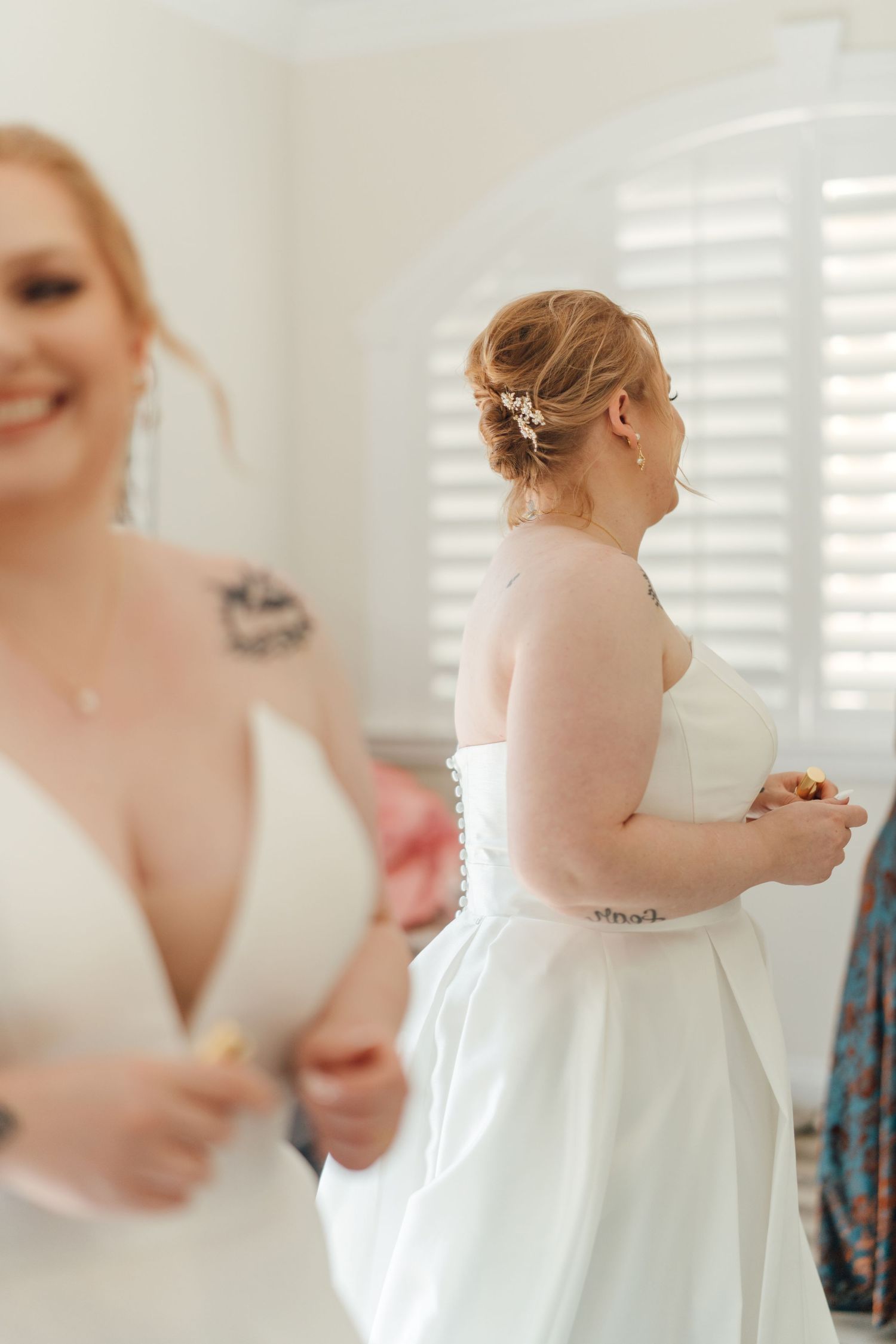 Close-up shots showing preparation details of a bride getting ready for her wedding ceremony.