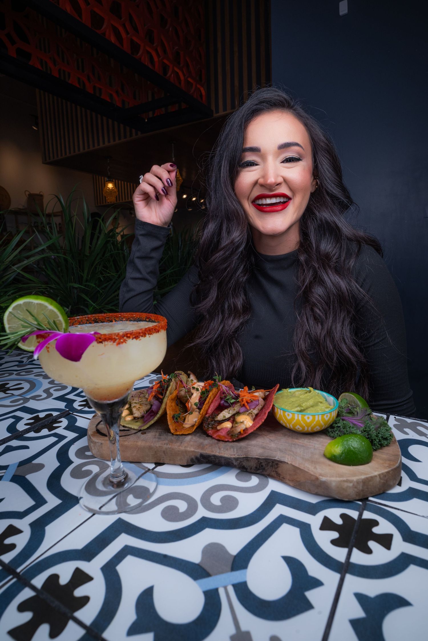 Food tasting at a restaurant in Houston, capturing the dining experience and presentation of dishes.