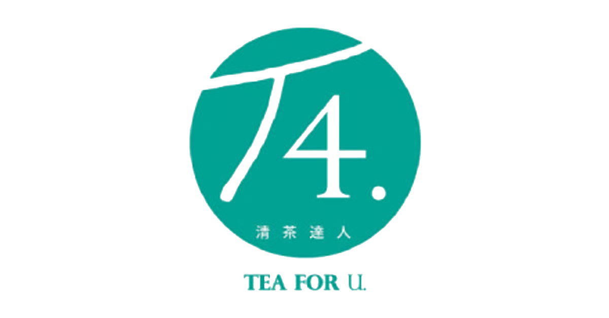 A circular teal logo design for Tea For U featuring the text T4 in white against a solid colored background.