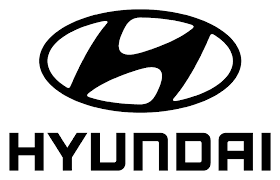 Hyundai logo featuring a bold italic H emblem inside an oval above the HYUNDAI wordmark in black.