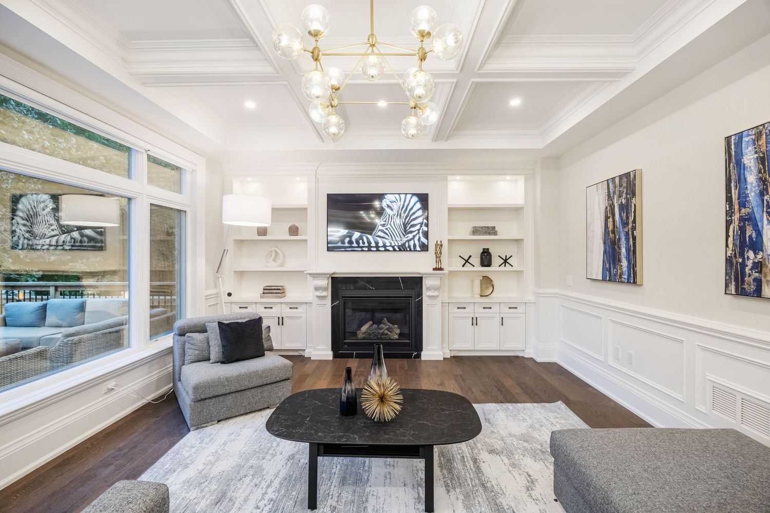 Elegant living room in luxury home for sale in Toronto, professional real estate photo