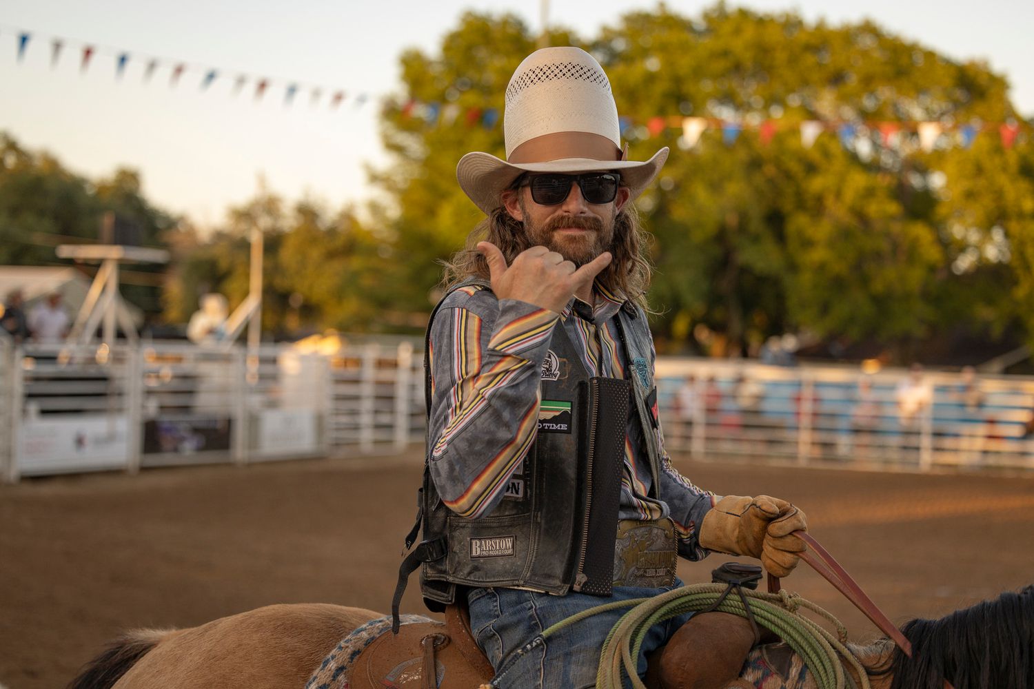 🤙 Dale Brisby posing for the camera in his ten gallon cowboy hat at the Teague 4th Of July Rodeo