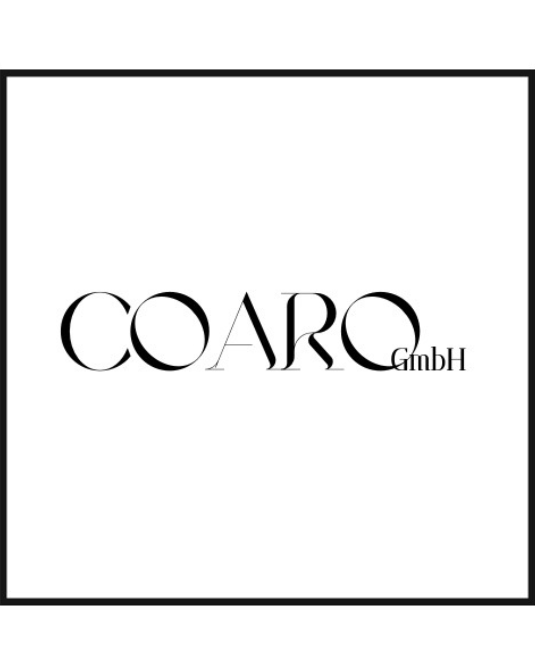 Minimalist black text logo design for COARO GmbH company displayed in elegant typography.