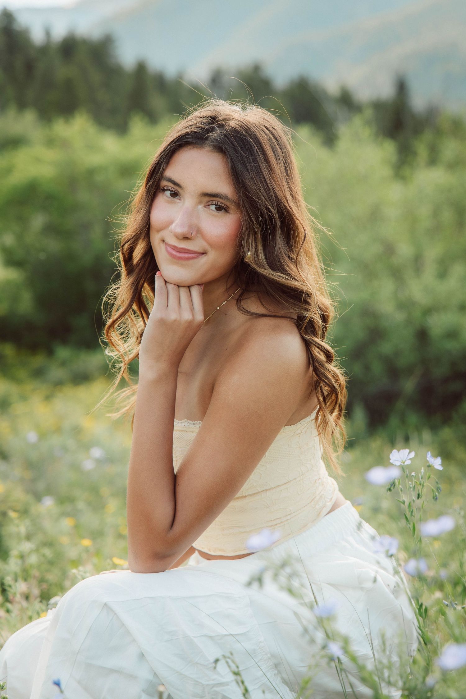 Senior photo with wildflowers Crested Butte, Colorado
