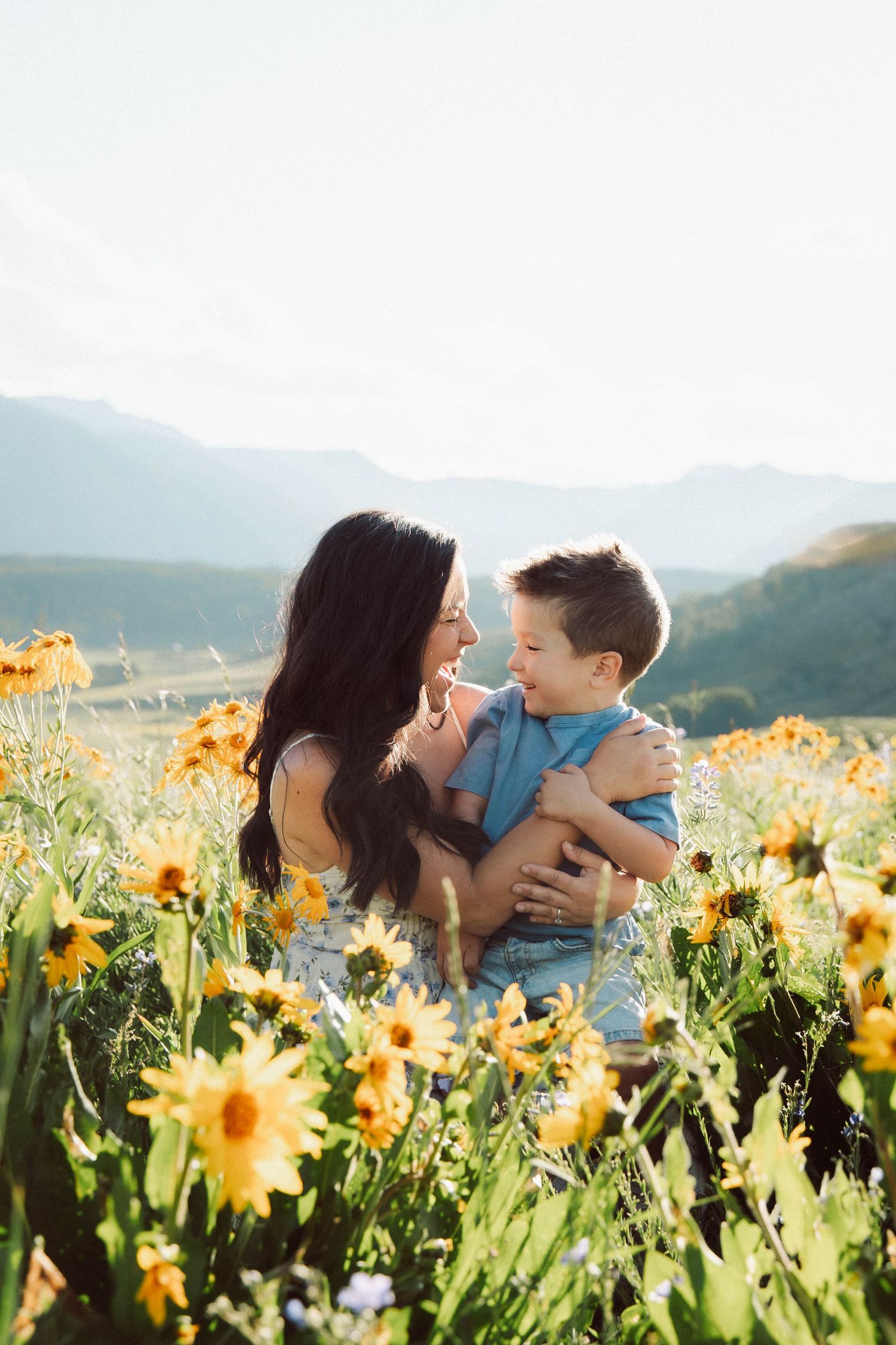 Crested Butte, Colorado mountain views and wildflowers family photography mom and son