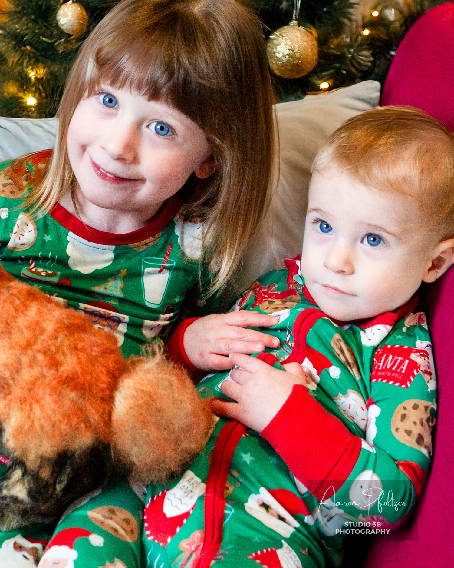 Niece and nephew Christmas photo