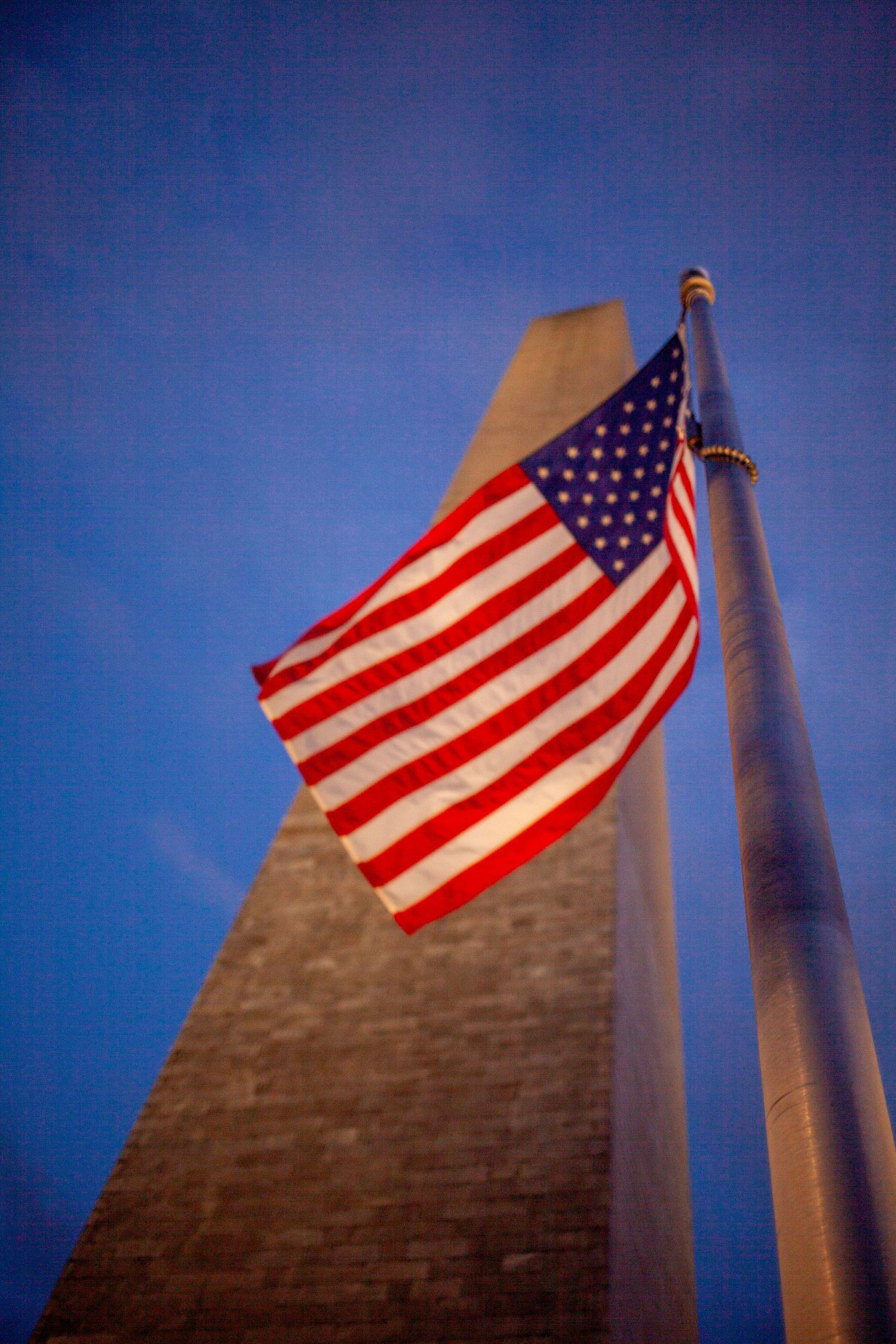 American flag with Washington Monument