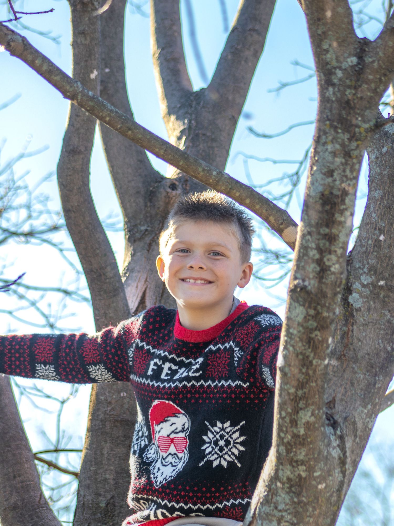 Connor sits in the trees