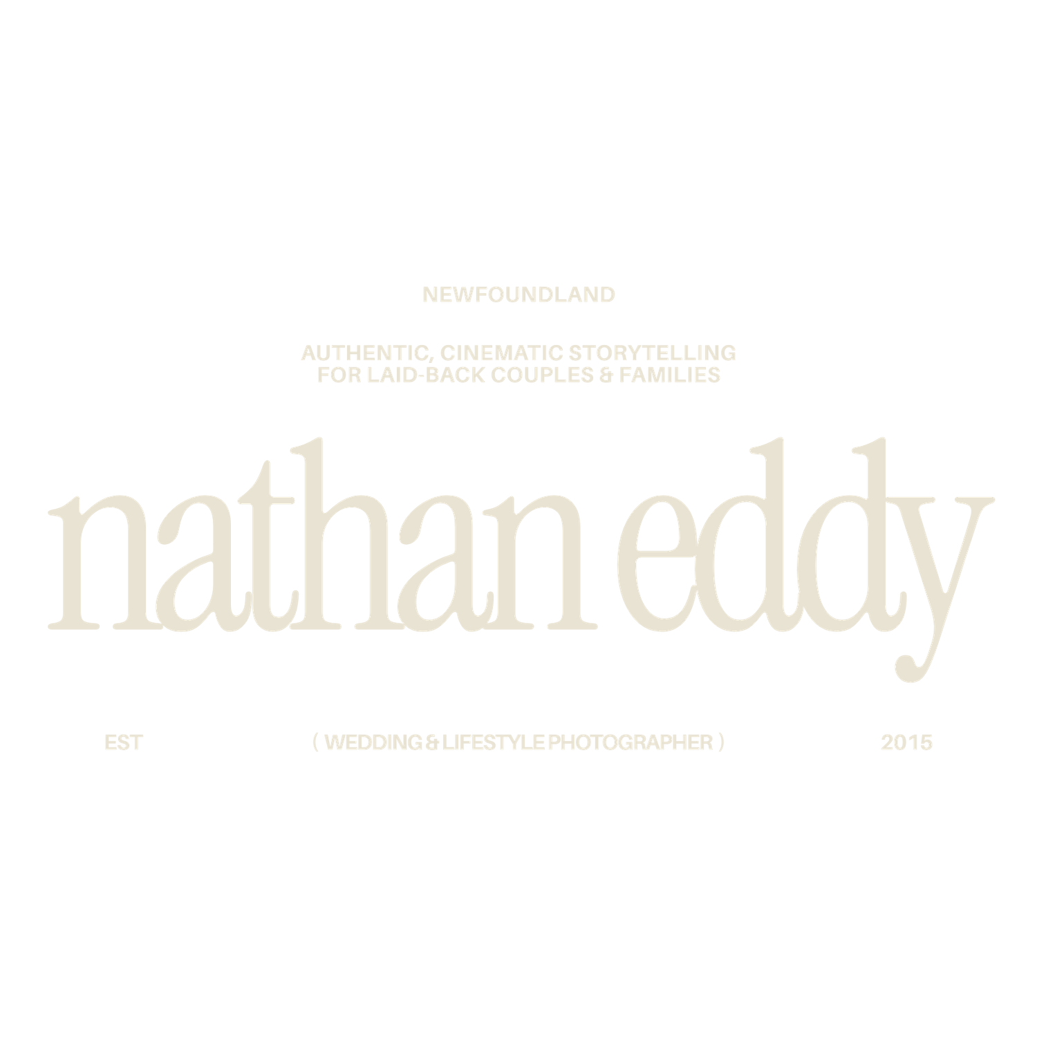 Repeating text pattern showing 'nathan eddy' in light beige lettering against a white background.