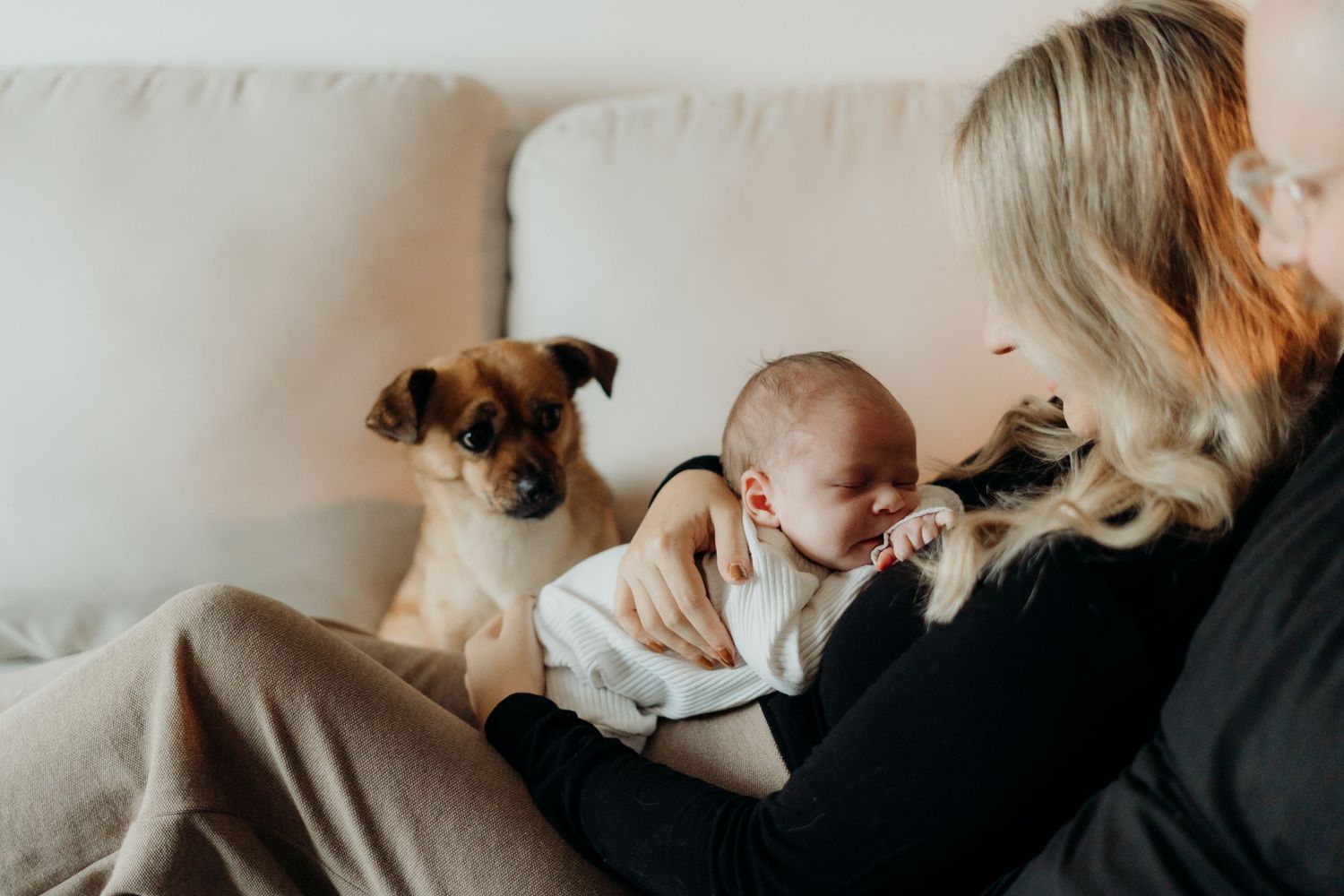 Candid lifestyle photo showing a family's quiet moment together at home.