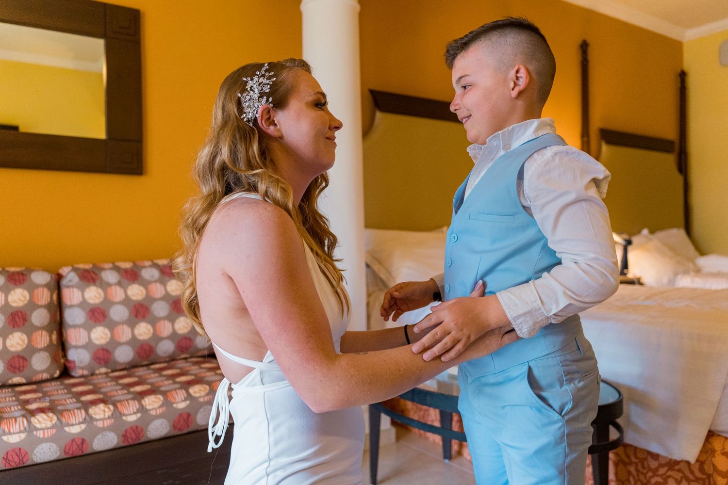Barceló Maya Grand Resort wedding bride son first look