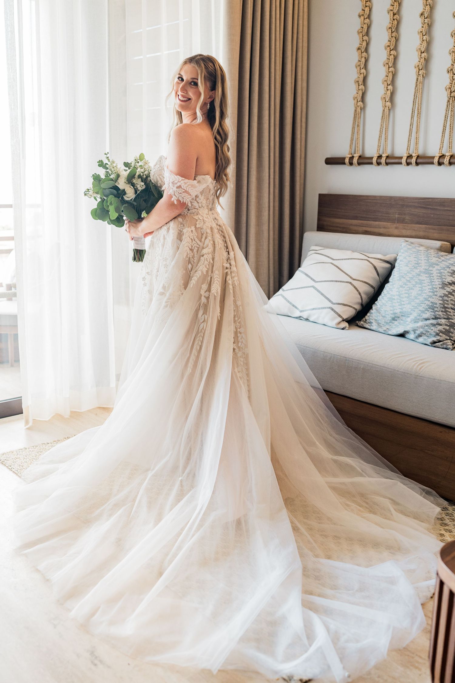 cancun wedding  photographer and filmmaker - bride getting ready portrait