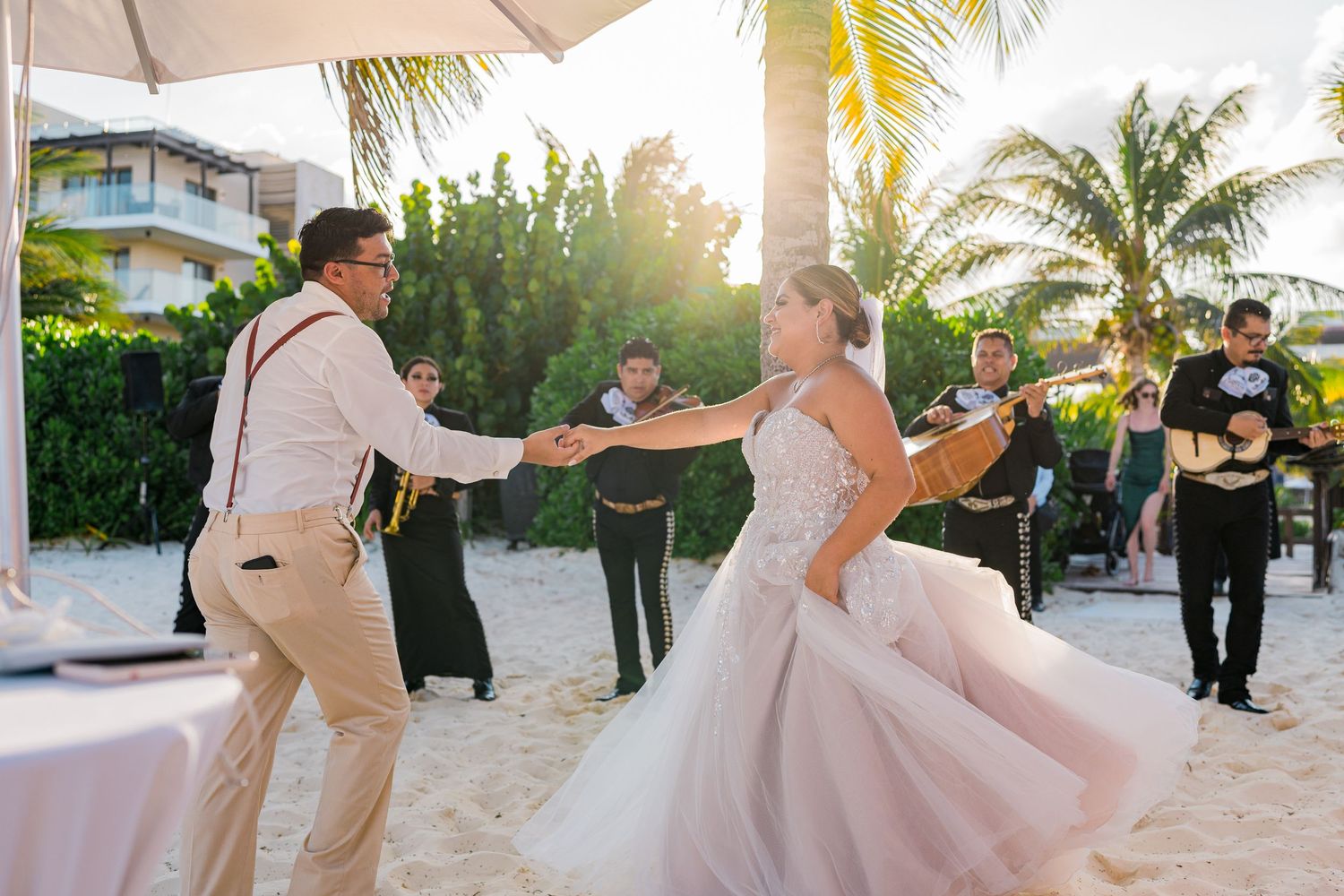 Royalton Riviera Cancun Wedding bride and groom dancing