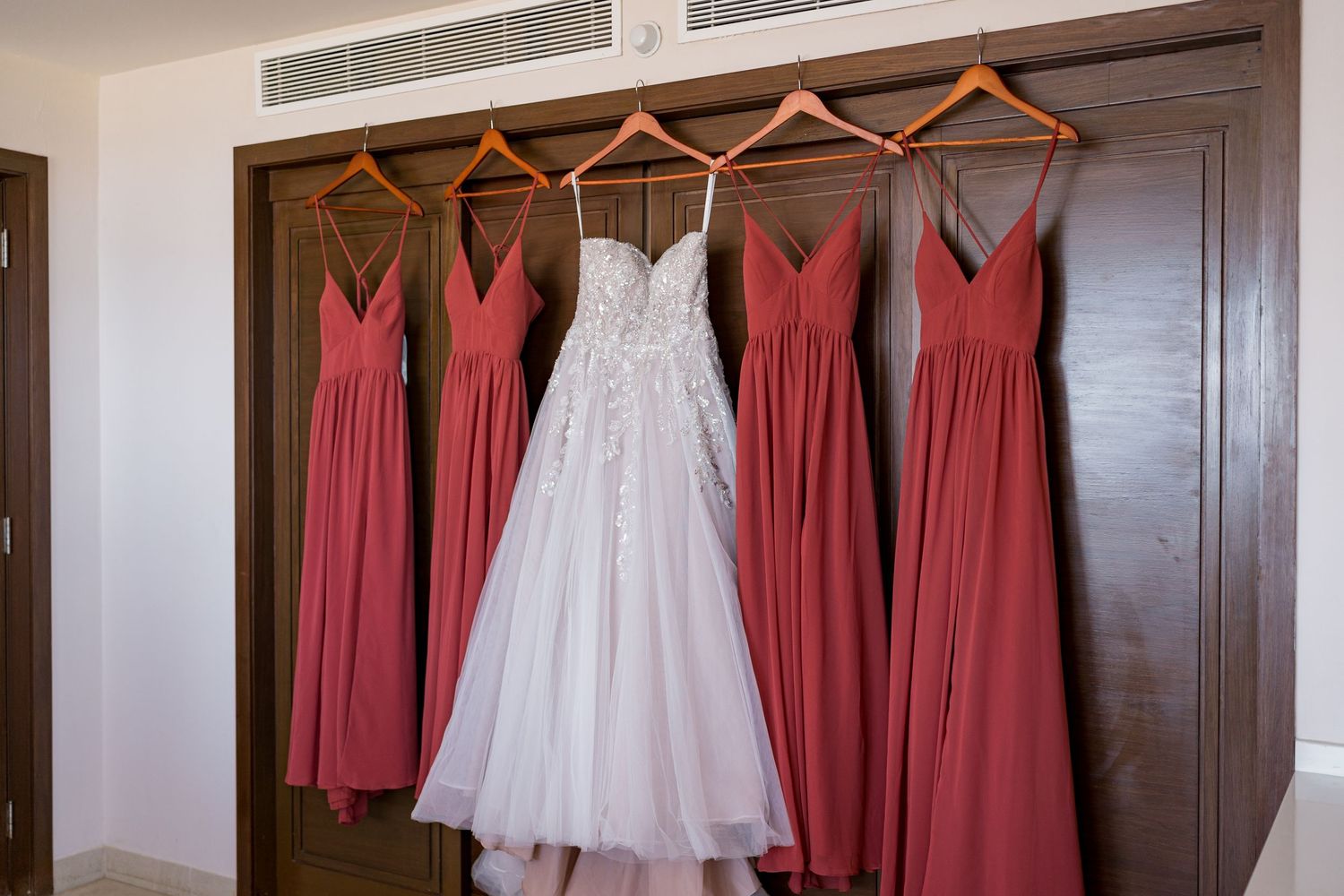 Royalton Riviera Cancun Wedding dresses hanging