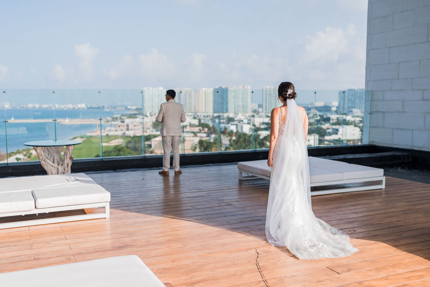 Dreams vista cancun wedding - bride and groom first look