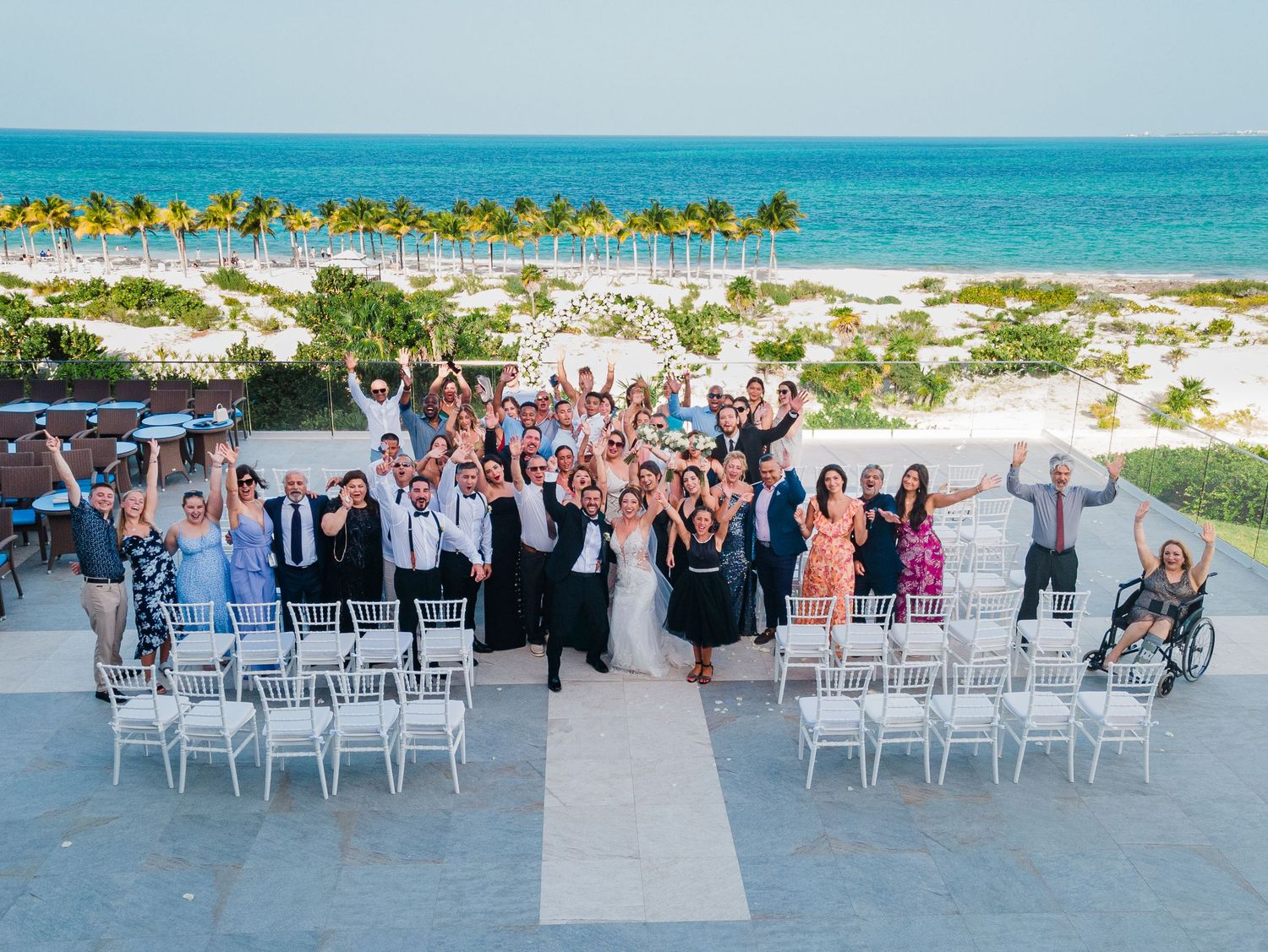 Riu Palace Costa Mujeres Wedding drone group picture