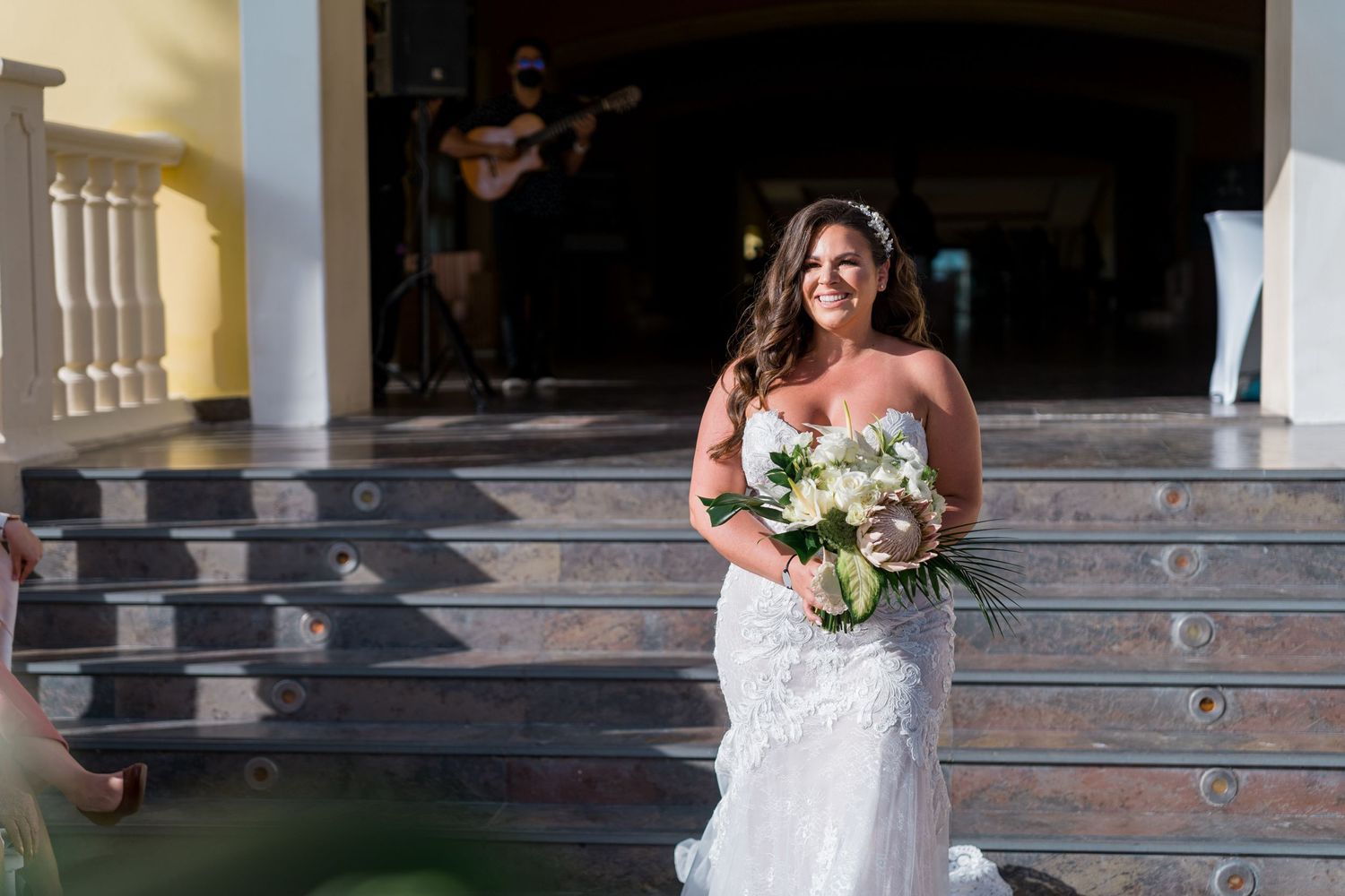 Barceló Maya Palace wedding bride walking to the aisle