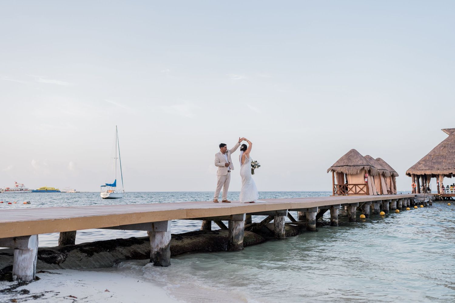 Dreams Vista Cancun Resort & Spa wedding bride and groom photoshoot