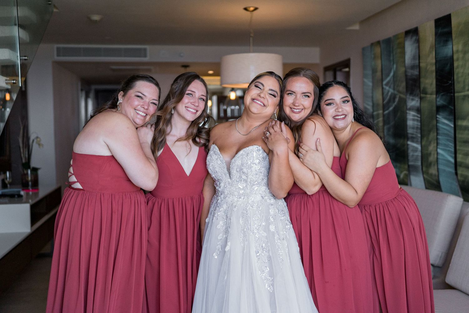 Royalton Riviera Cancun Wedding bridesmaids with bride