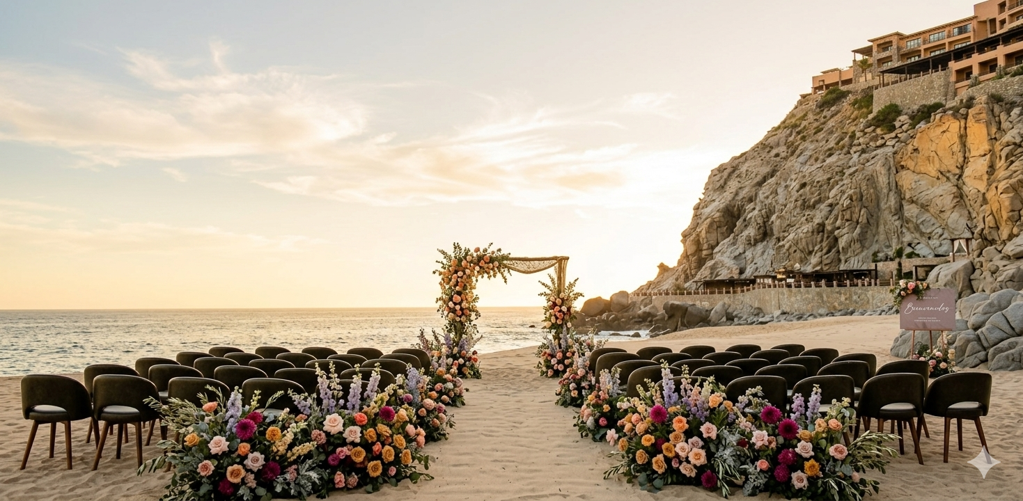 beach wedding ceremony at cabo san Lucas