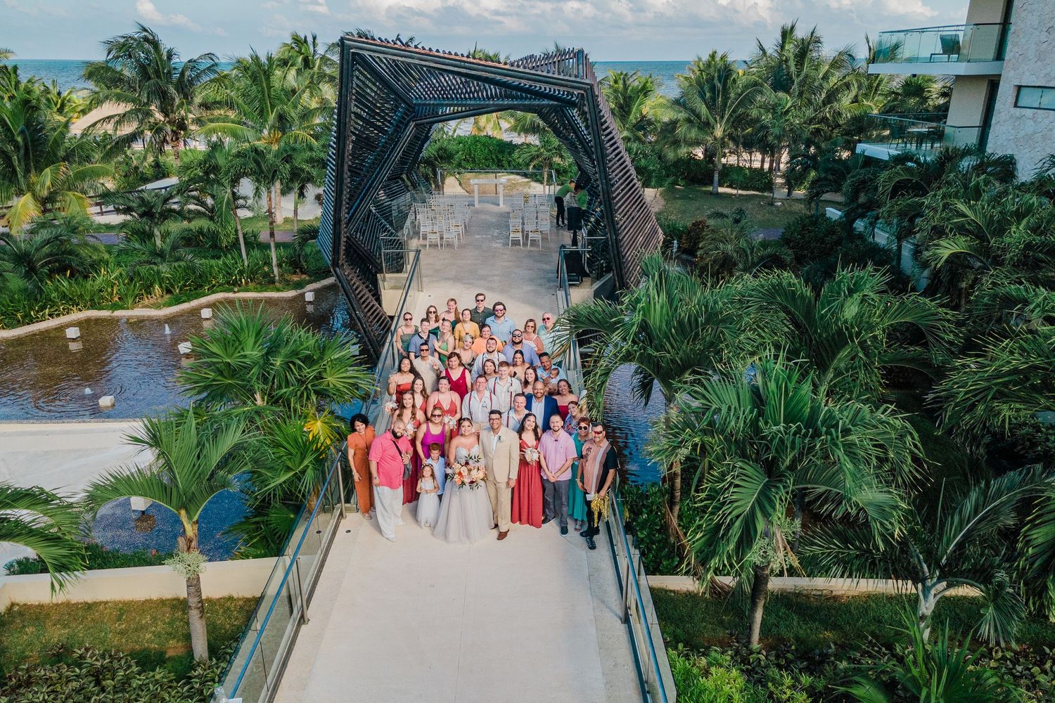 Royalton Riviera Cancun Wedding group drone picture