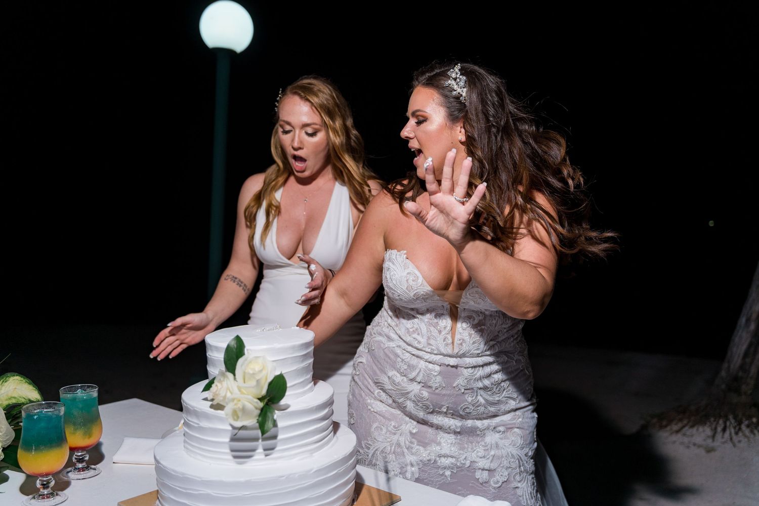 Barceló Maya Palace wedding reception cake cutting