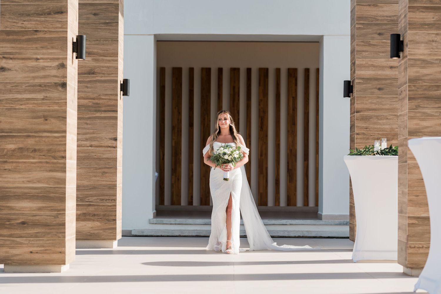 First look between bride and groom Valle de Guadalupe wine country Mexico