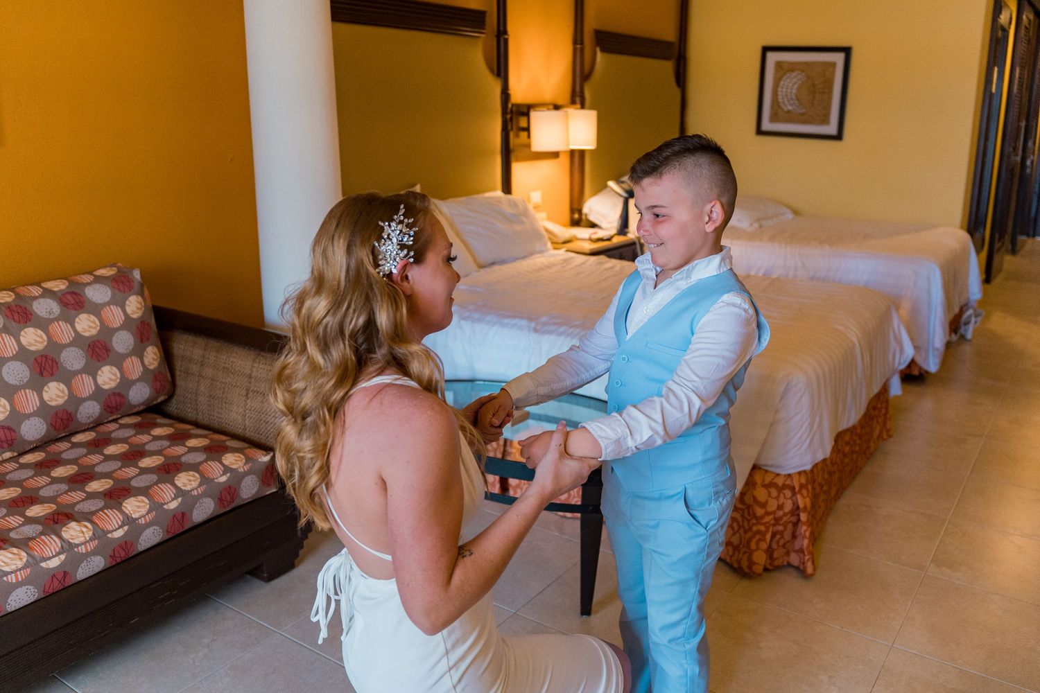 Barceló Maya Grand Resort wedding bride son first look