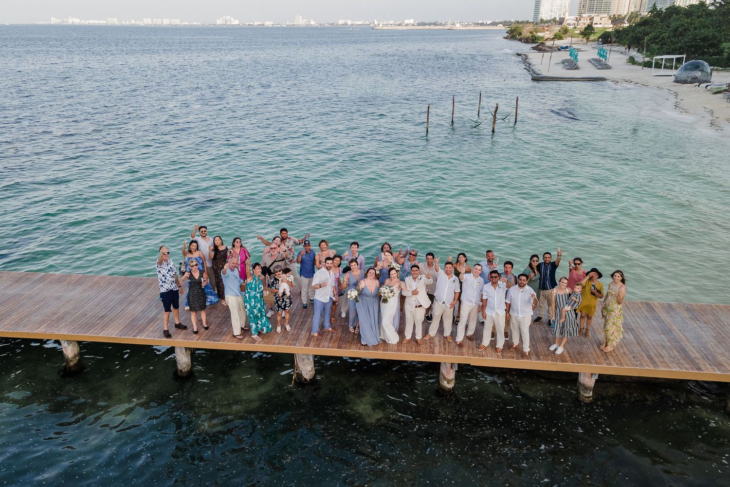Dreams Vista Cancun Resort & Spa wedding drone group picture