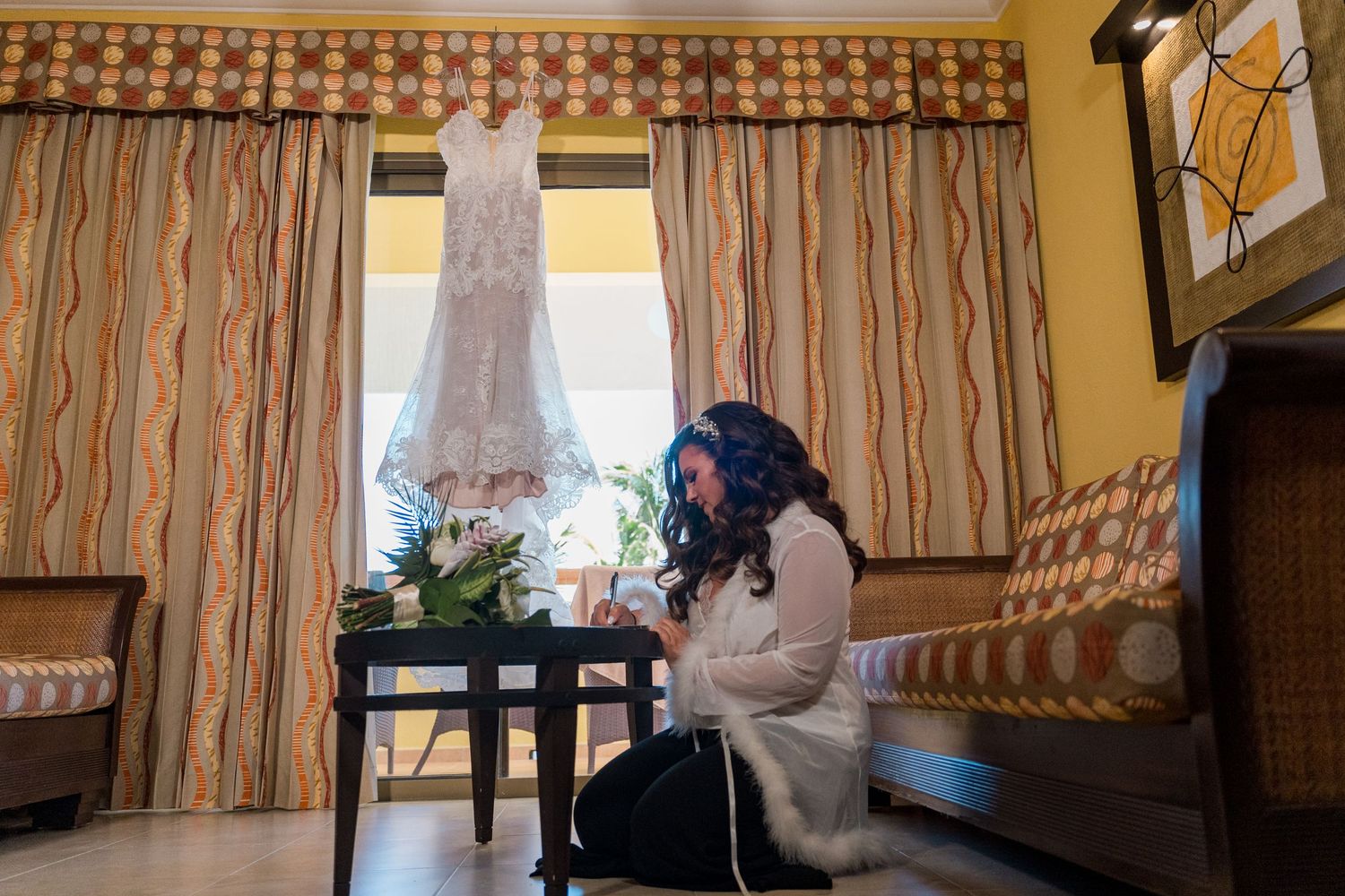 Barceló Maya Grand Resort wedding bride writing her vows