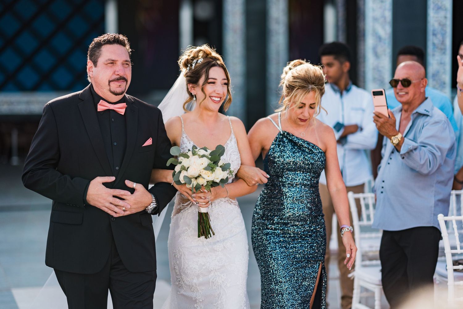 Riu Palace Costa Mujeres Wedding - bride walking in aisle