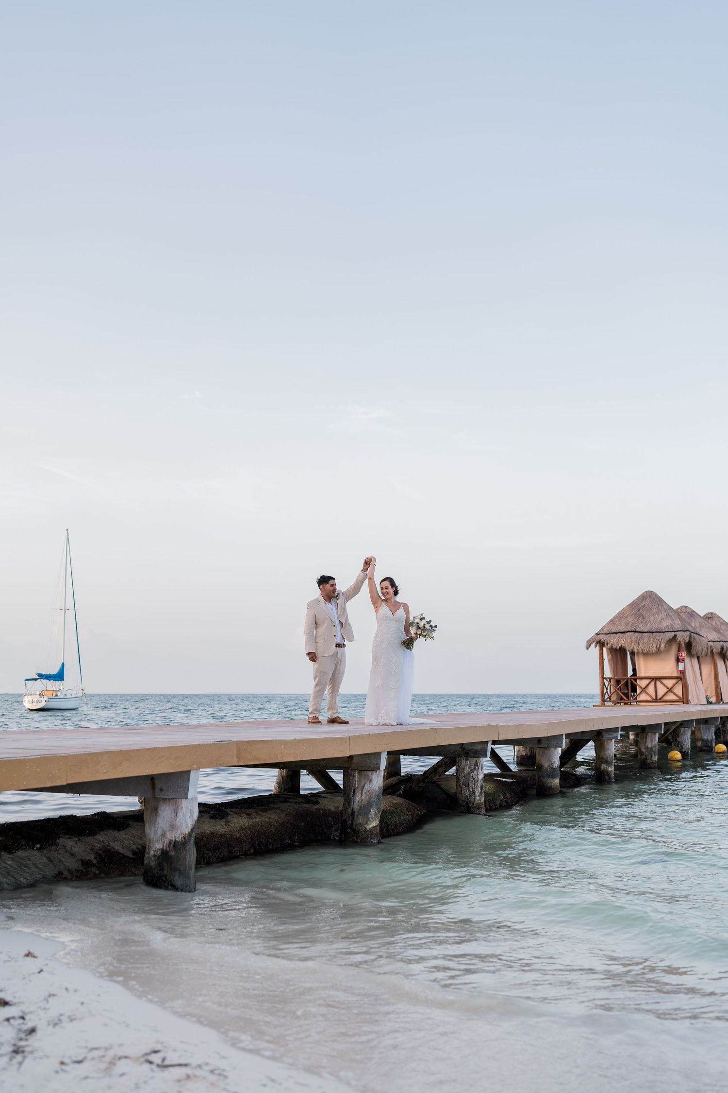 Dreams Vista Cancun Resort & Spa wedding bride and groom photoshoot