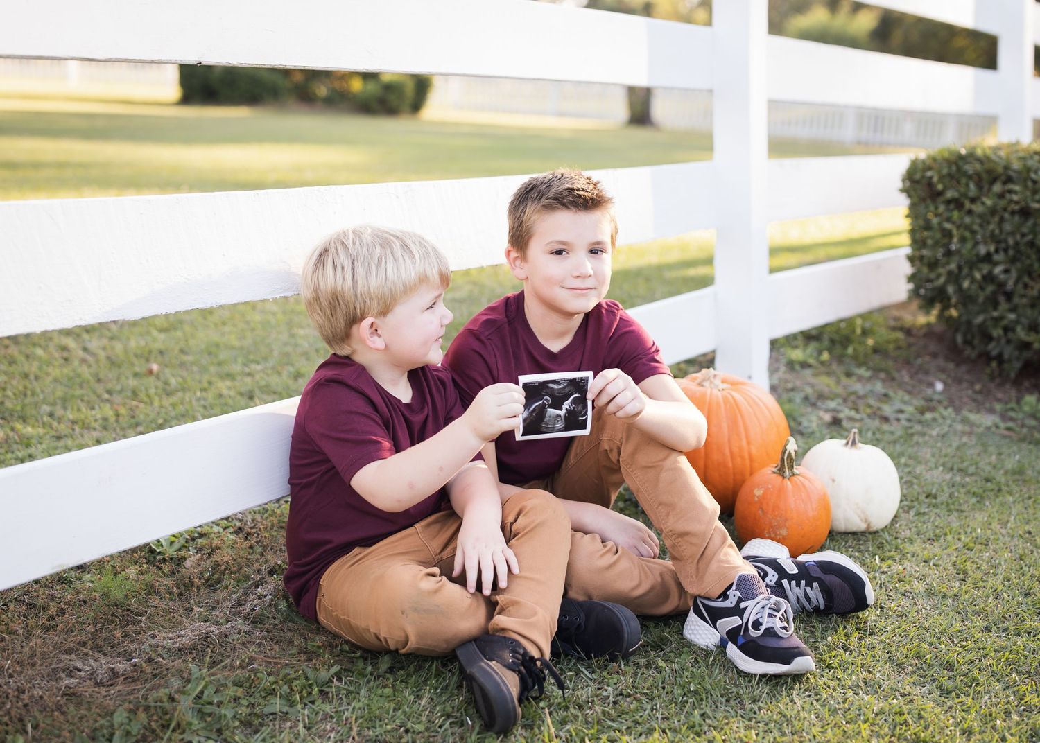 Maternity announcements fall photos on a farm in Burgaw, NC