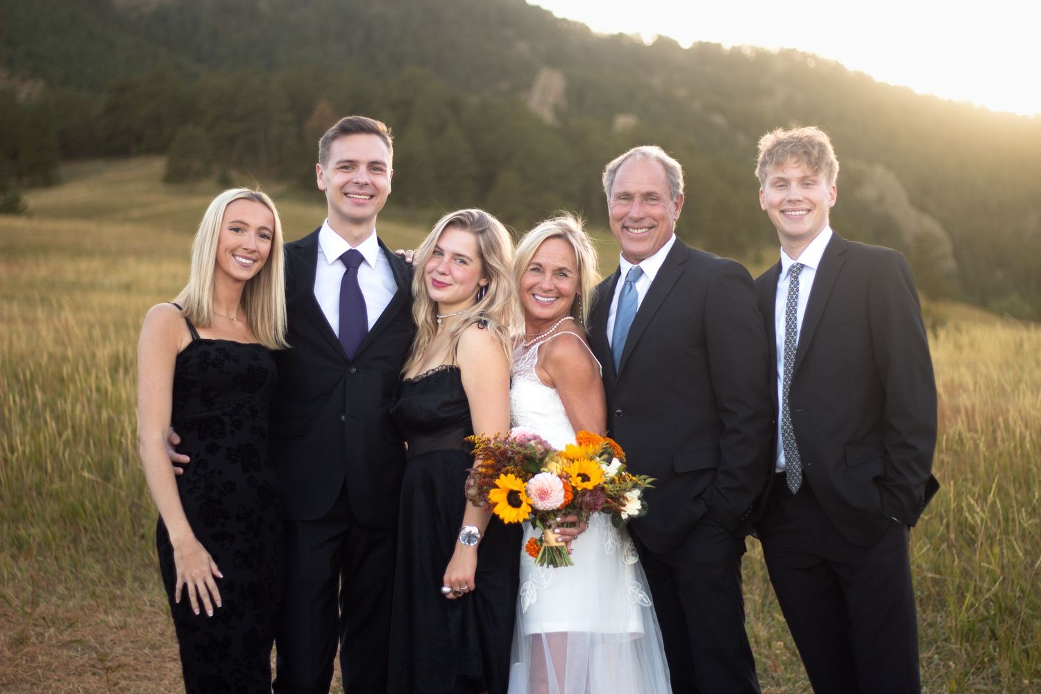 A family portrait during the mother and father's elopement in Boulder, Colorado