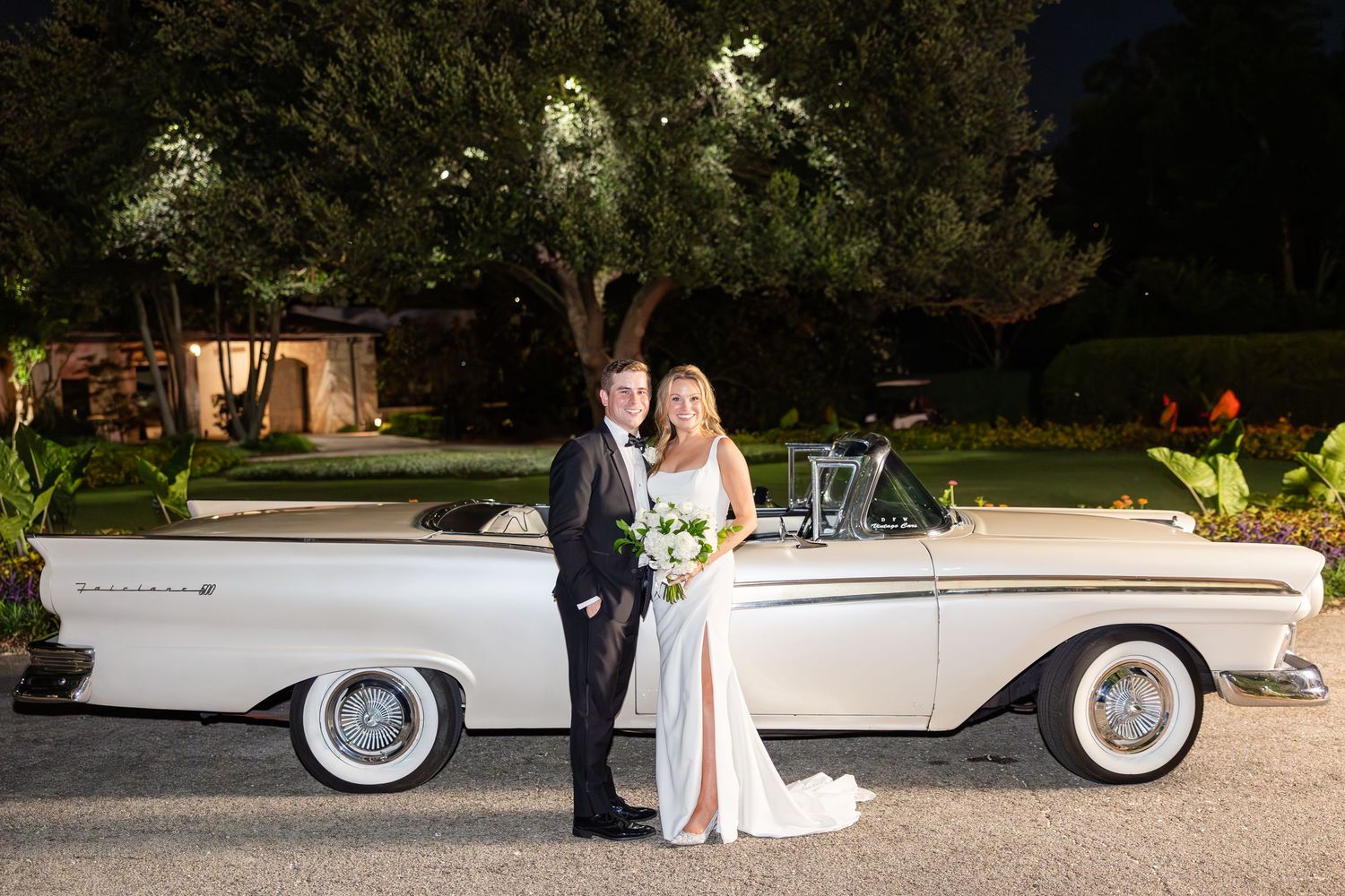 Vintage Car Exit from Dallas Arboretum Wedding
