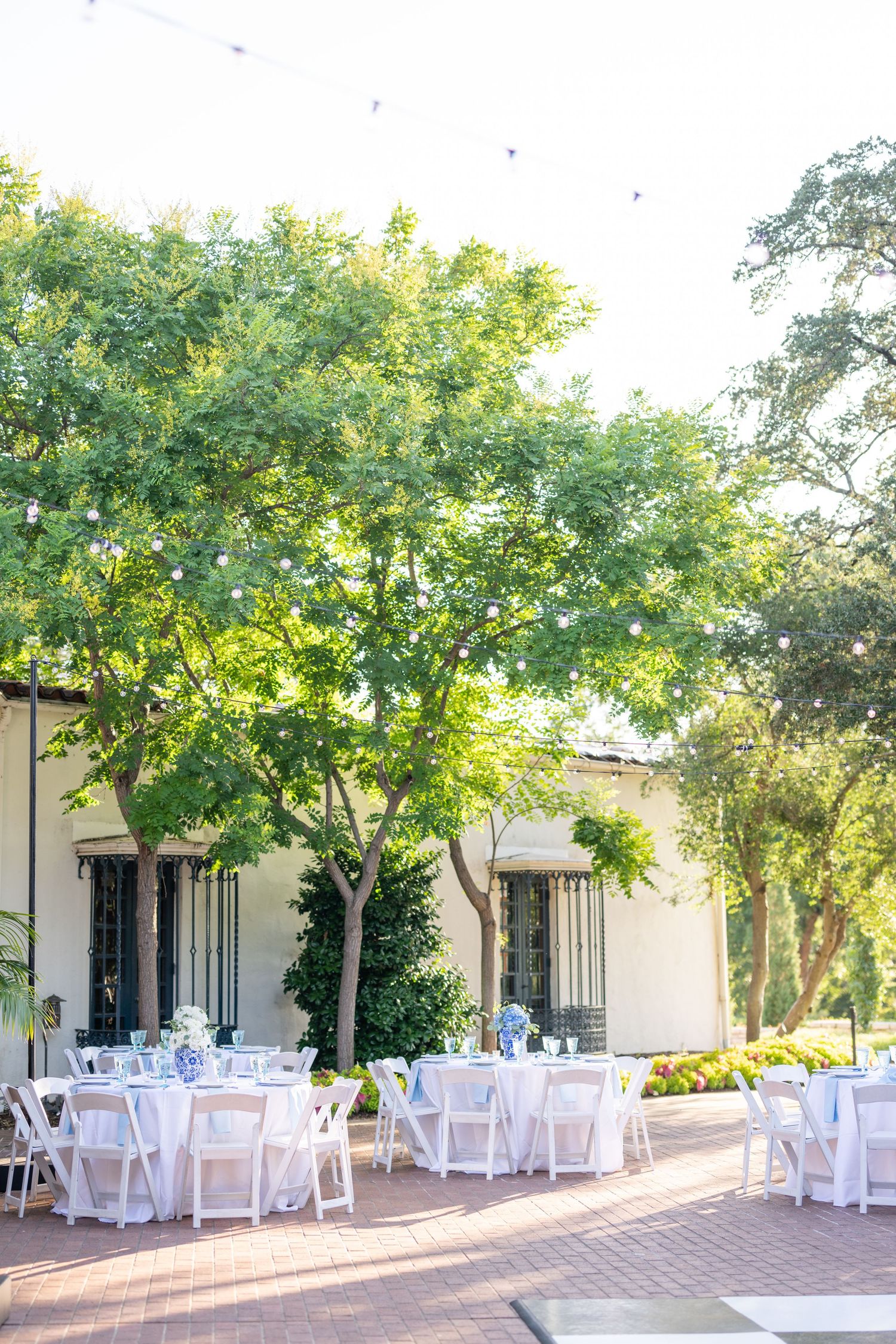 Reception set up at DeGoyler House at Dallas Arboretum