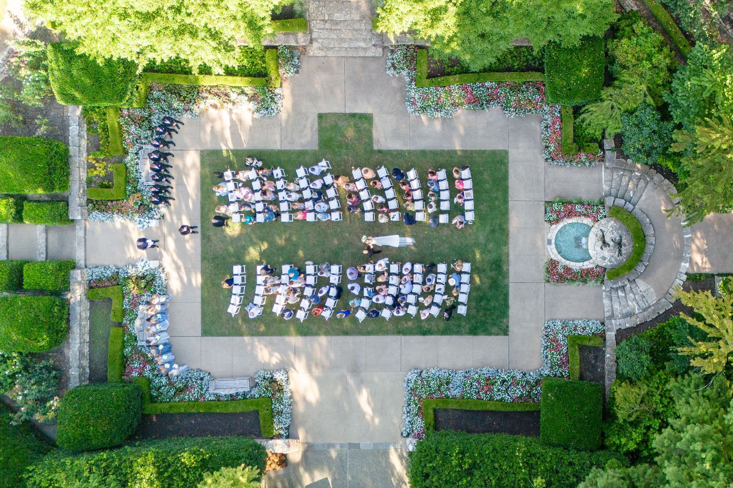 Dallas Arboretum Wedding Drone Photo of Garden