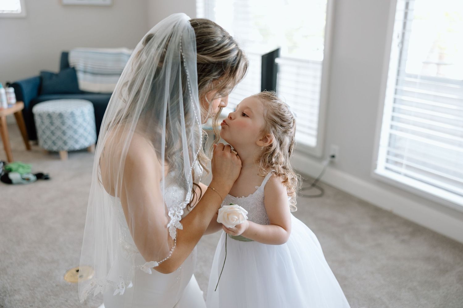 An emotional moment shared during wedding preparations.