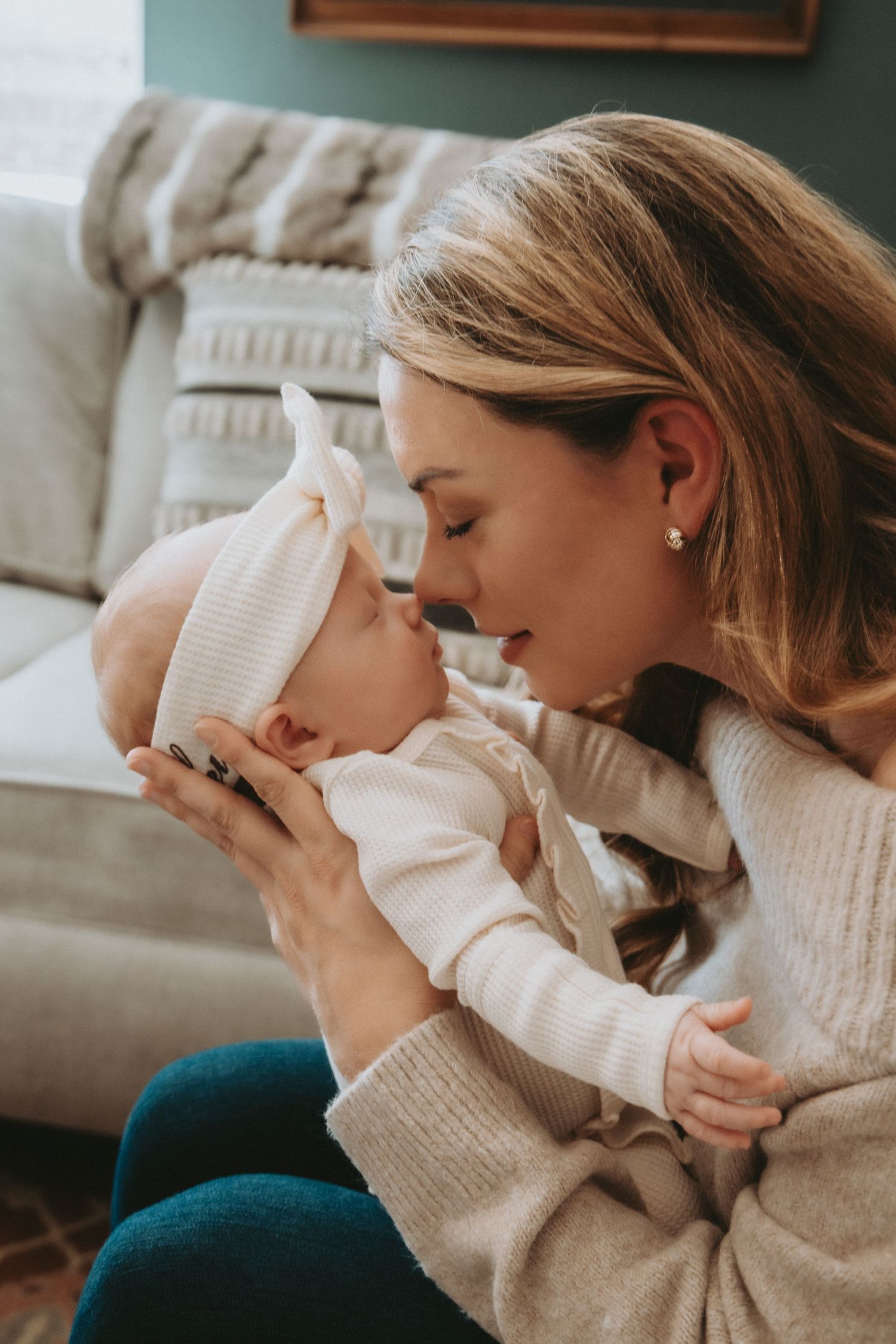 newborn baby girl and mother