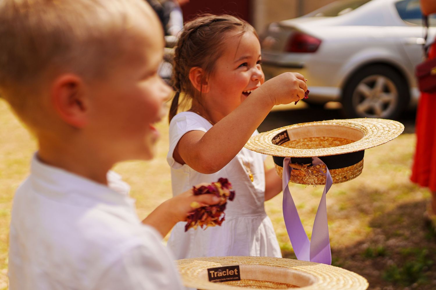 Children enjoying desserts at a festive celebration.