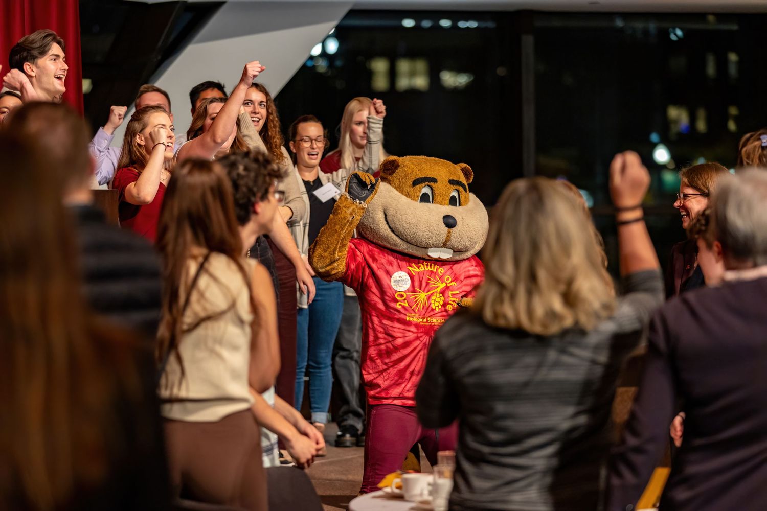 Goldy Gopher performing the University of Minnesota rouser with the marching band