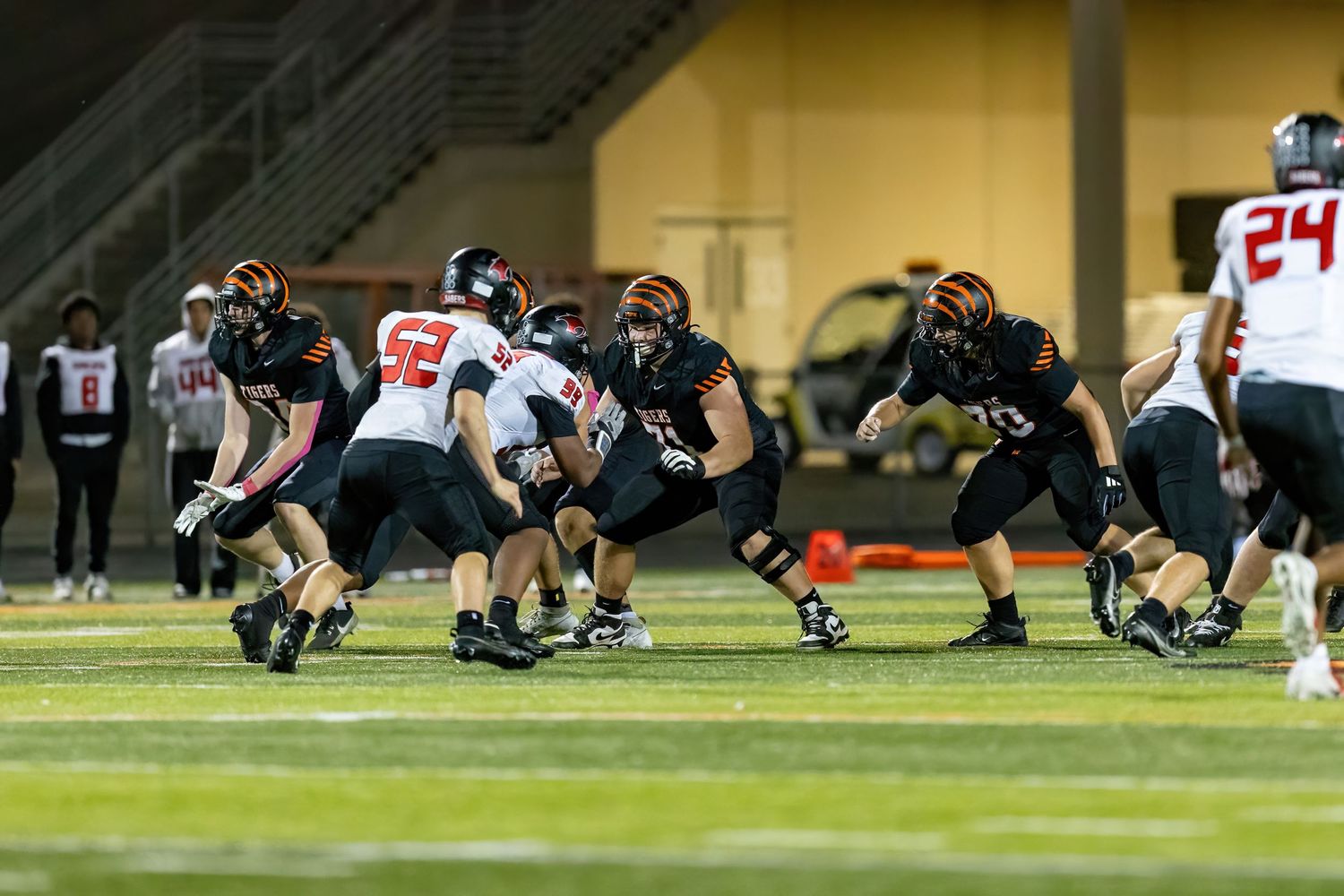 Issac blocks the defensive line from getting to his quarterback