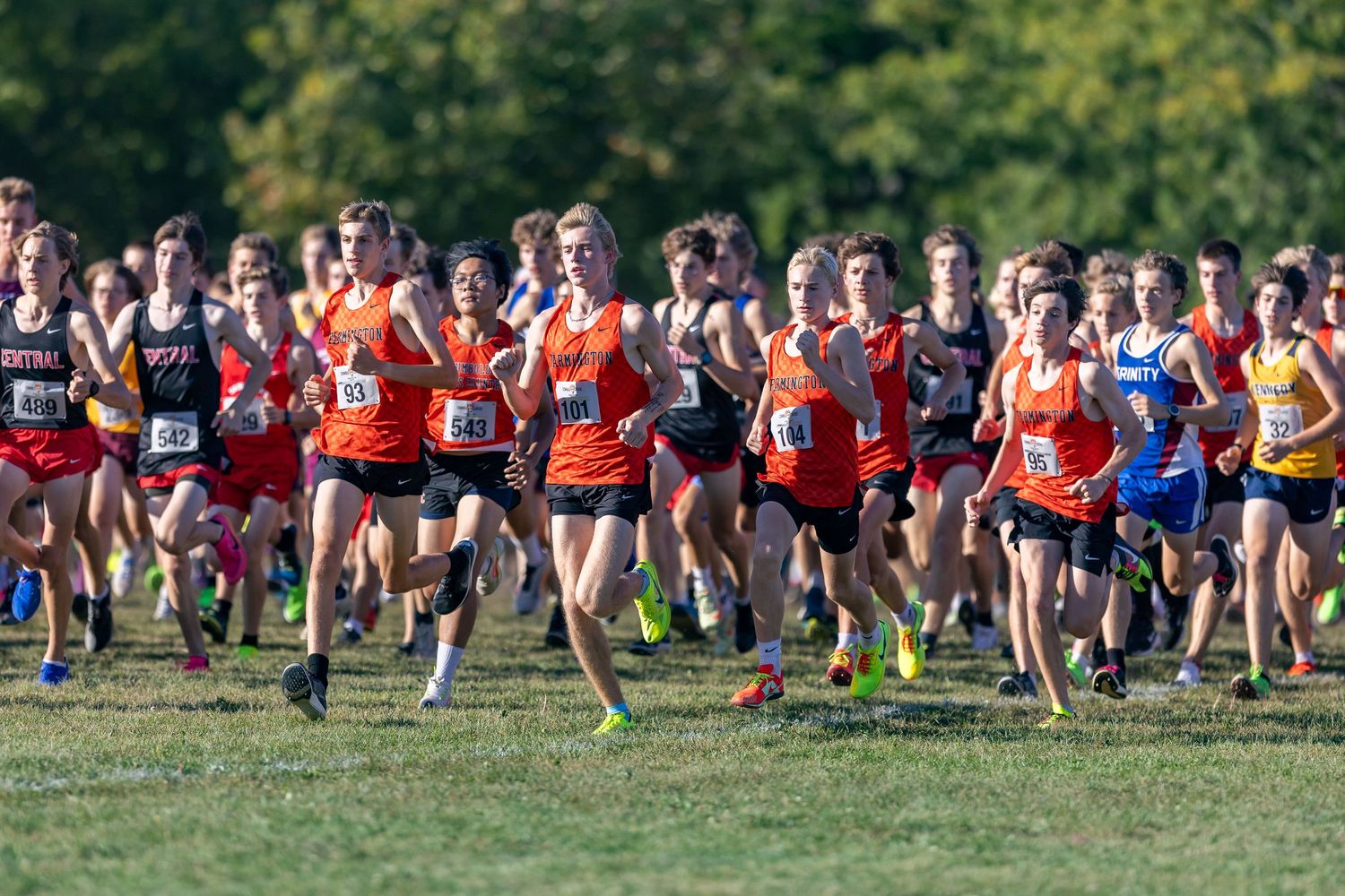 Farmington Tigers boys cross country team start their long race at Levi P Dodge Middle School