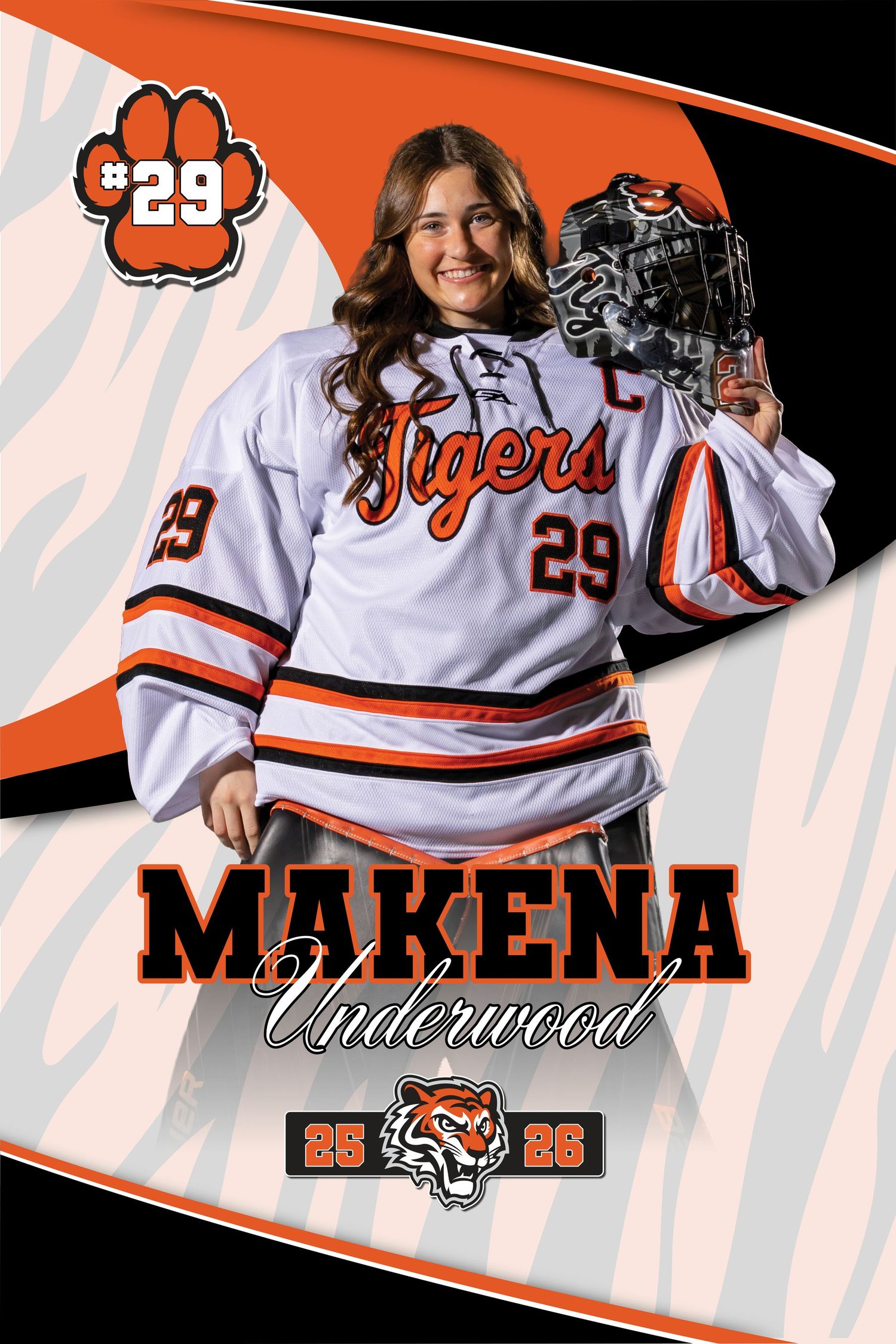 Senior poster for Farmington Tigers girls hockey team