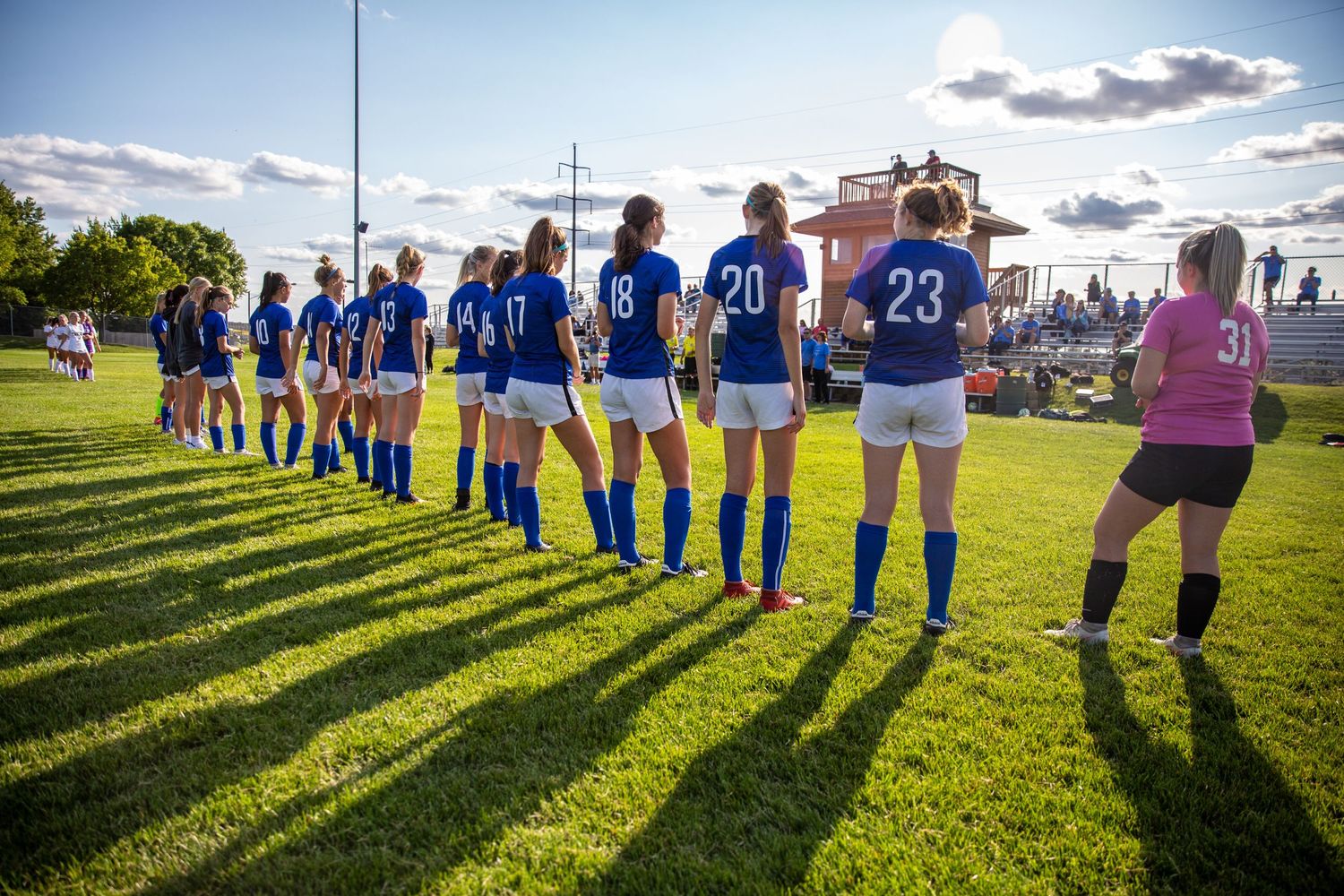 eastview high school girls soccer lined up for roster announcement