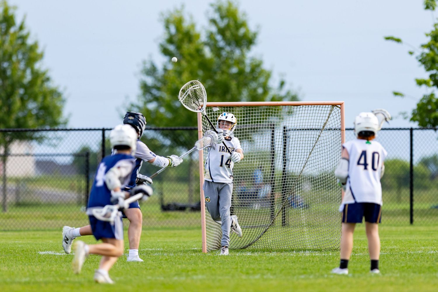 rosemount irish 14a boys goalie clears the ball to his team