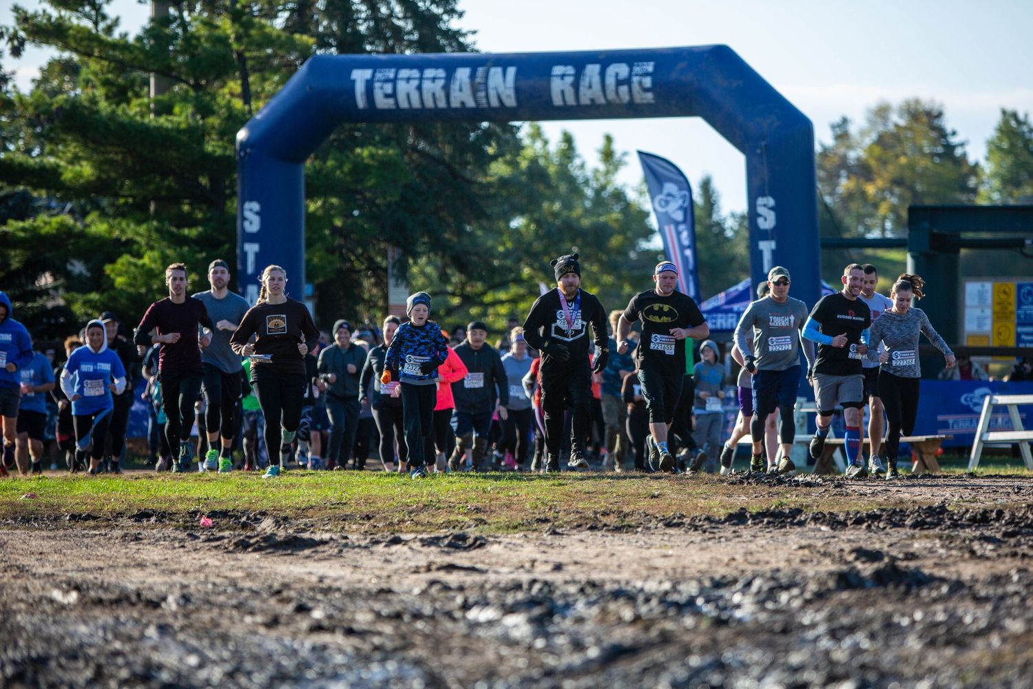 Racers start off on their Terrain Race mud run